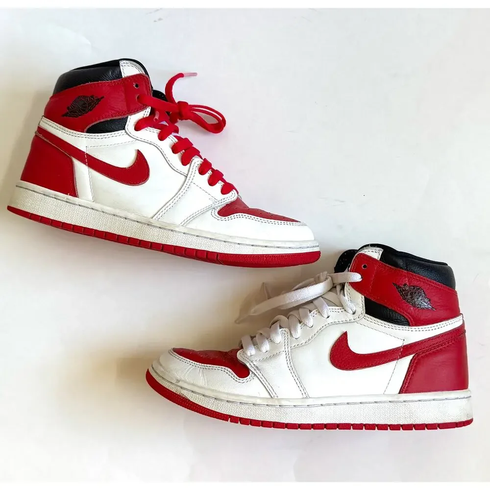 Nike Retro 1 Air Jordan Mid Sneakers Red Black White Size 7 Youth/8.5 Women